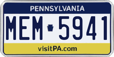 PA license plate MEM5941