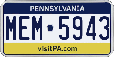PA license plate MEM5943