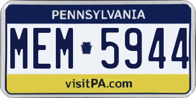 PA license plate MEM5944