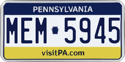 PA license plate MEM5945