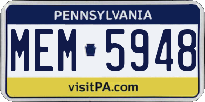 PA license plate MEM5948