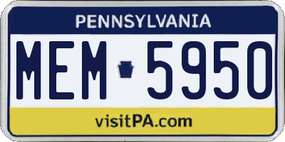 PA license plate MEM5950