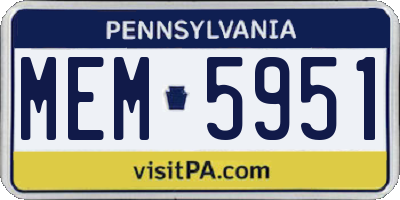 PA license plate MEM5951