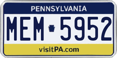 PA license plate MEM5952