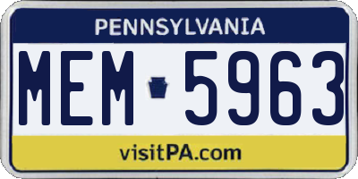PA license plate MEM5963