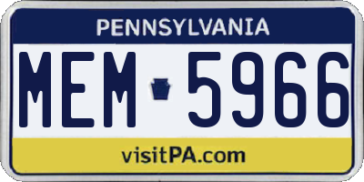 PA license plate MEM5966