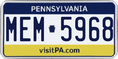 PA license plate MEM5968