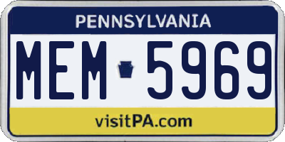 PA license plate MEM5969