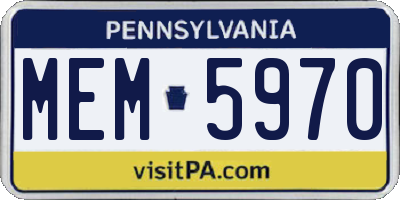 PA license plate MEM5970