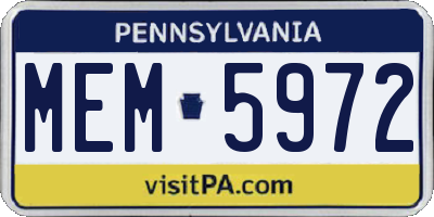 PA license plate MEM5972