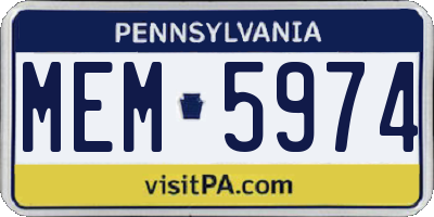 PA license plate MEM5974