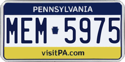 PA license plate MEM5975