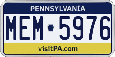 PA license plate MEM5976