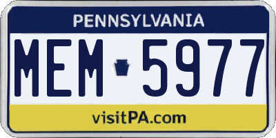 PA license plate MEM5977
