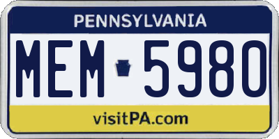 PA license plate MEM5980