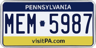 PA license plate MEM5987