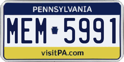 PA license plate MEM5991