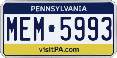 PA license plate MEM5993
