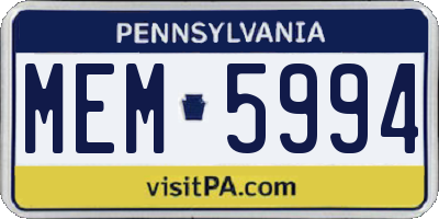 PA license plate MEM5994
