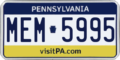 PA license plate MEM5995