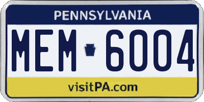 PA license plate MEM6004