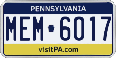 PA license plate MEM6017