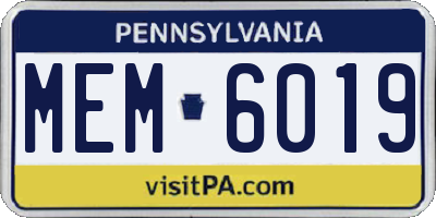 PA license plate MEM6019