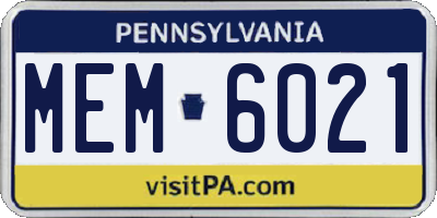 PA license plate MEM6021