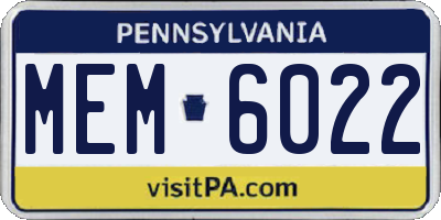 PA license plate MEM6022