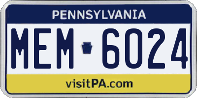 PA license plate MEM6024
