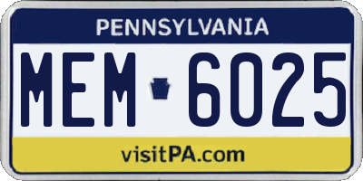 PA license plate MEM6025