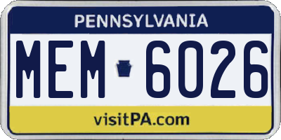 PA license plate MEM6026