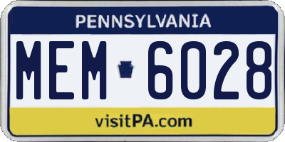 PA license plate MEM6028