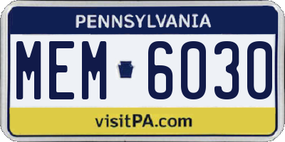 PA license plate MEM6030