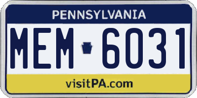 PA license plate MEM6031