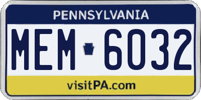 PA license plate MEM6032