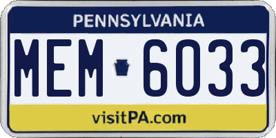 PA license plate MEM6033