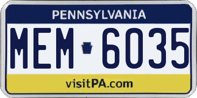 PA license plate MEM6035