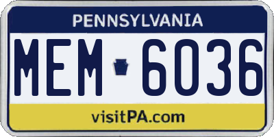 PA license plate MEM6036