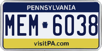 PA license plate MEM6038