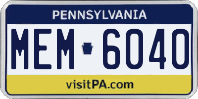 PA license plate MEM6040