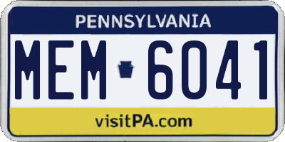 PA license plate MEM6041