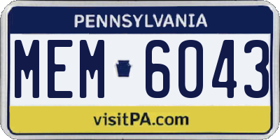PA license plate MEM6043