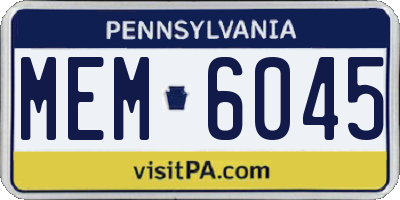 PA license plate MEM6045