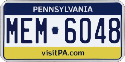 PA license plate MEM6048