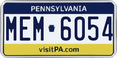 PA license plate MEM6054