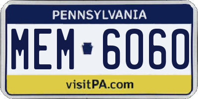 PA license plate MEM6060