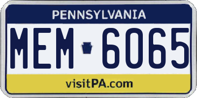 PA license plate MEM6065