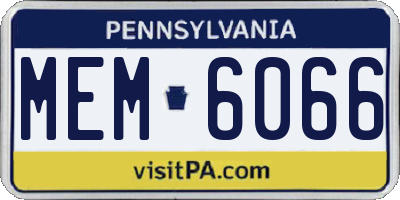 PA license plate MEM6066