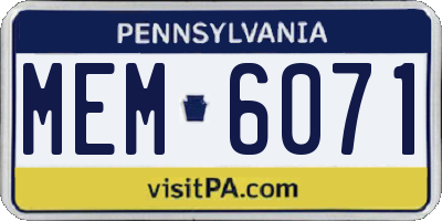 PA license plate MEM6071